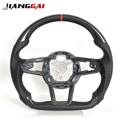 Real Carbon Fiber Steering Wheel For Audi R8 TT TTS TTRS 2016-2021 With Paddles - Image 1 of 4