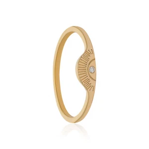 14K Gold 0.02 Ct. Lab-Created Diamond Half Moon Sunrise Ring Fine Jewelry-Women’ - Bild 1 von 9