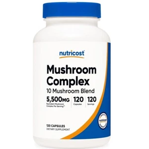 Nutricost Mushroom Complex Supplement 120 Capsules 10 Mushroom Blend Lion's Mane - Picture 1 of 6