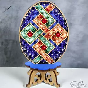 Cross Stitch Kit on Wood - Easter Egg Ornament - Wonderland Crafts FLW-040 - Picture 1 of 5