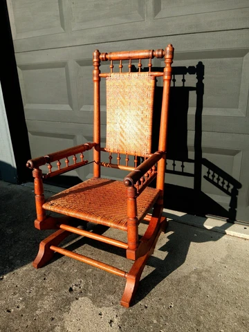 Antique Victorian Solid Turned Wood Rocking Chair Rocker Eastlake Style Cover