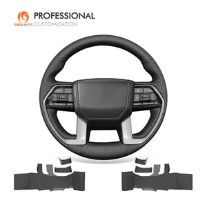 MEWANT Black Real Leather Steering Wheel Wrap for Toyota Tacoma Tundra Sequoia - Picture 1 of 10