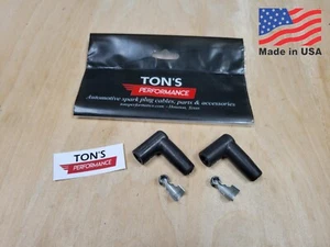 Pair Spark Plug Boots & Terminals 7-8mm wire, Silicone 90 degree Right angle - Picture 1 of 1
