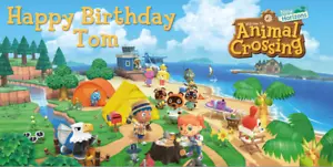 Striscione Compleanno Personalizzato 4ft x2ft Animal Crossing Nuovi Orizzonti - Foto 1 di 1