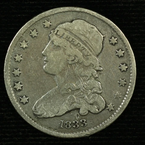 Capped Bust Quarter 1833 P Fine Circulated. Lot # 9042-44-0102 Cover