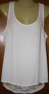 Ambiance Apparel Women's Tank Top White Floral Lace High-Low Sheer Stretch S - Picture 1 of 6