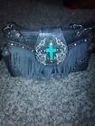 Montana West double handle  Shoulder Purse gray / suede taasles Turquoise Cross