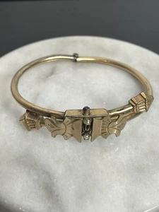 "Antiguo brazalete de boda victoriano de perlas granate de finales de 1800 relleno de oro redondo de 6""" - Imagen 1 de 7