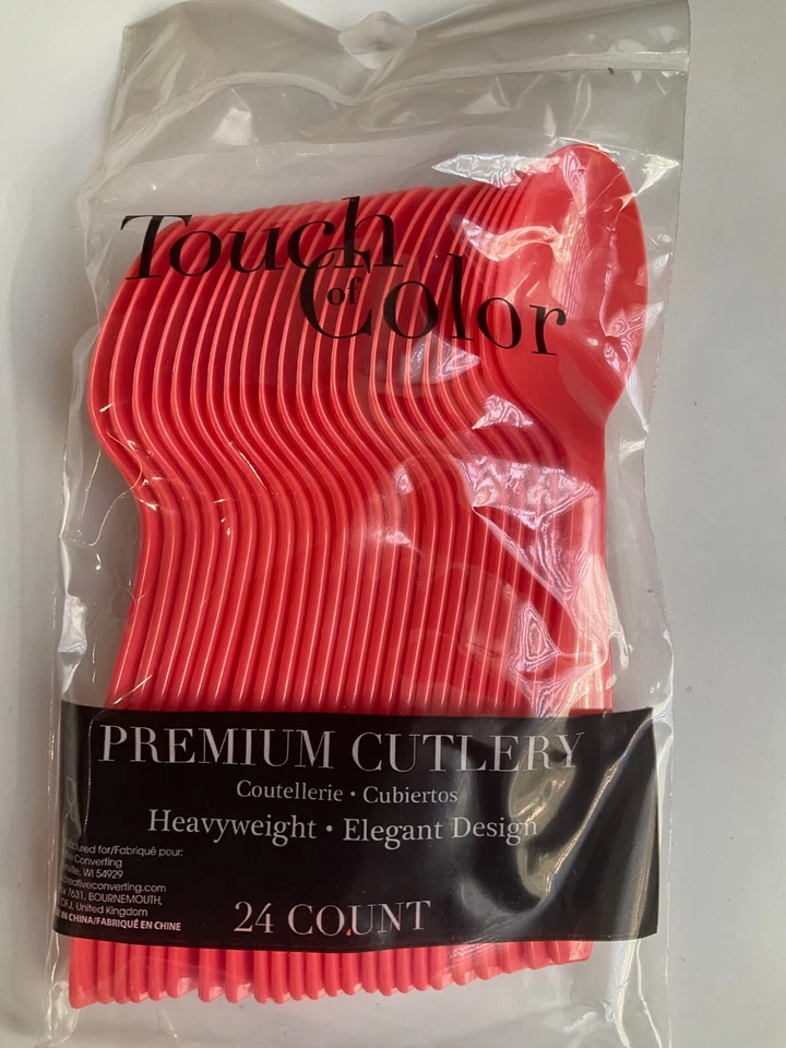 Plastic Spoons 24ct Heavy Duty Spoons, Pink Yellow Blue Orange Clear and More - Image 1 of 1