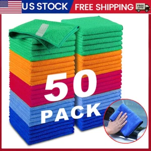 Microfiber Cleaning Cloth Set of 50 Towel Rag Car Polishing Detailing No-Scratch - Picture 1 of 7