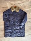 Nwot Aerie Quilted Puffer Faux Fur Collar Sherpa Lined Navy Women's Coat Sz S