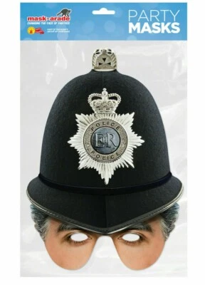 Policeman With Hat Party Mask Card A4 Fancy Dress London Police Britain - Image 1 of 3