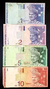 1996-98 MALAYSIA - SET OF 4 NOTES - 1, 2, 5, 10 RINGGIT - P#39,40,41,42 - L9 - Picture 1 of 2