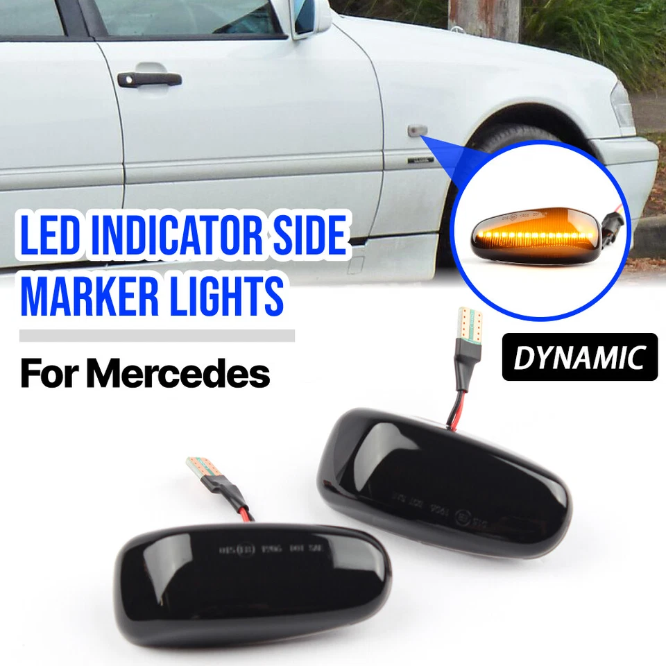 Coppia frecce laterali per Mercedes-Benz W202 W210 W208 R129 R170 W638 W901 nere - Immagine 1 di 4