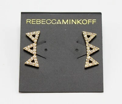 Rebecca Minkoff Crystal Three Triangle Button Earrings $38 Tags #RM215 - Image 1 of 2