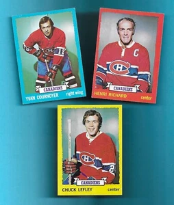 TUTTI E 3! LOTTO MONTREAL CANADIENS! 1973-74 Topps HENRI RICHARD/COURNOYER/LEFLY - Foto 1 di 2