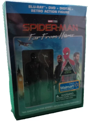 Spiderman Far from Home Blu Ray DVD digital retro action figure WalMart set NOS - Image 1 of 4