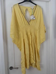 Beaded yellow kaftan with ruched detail size 12 - Picture 1 of 4