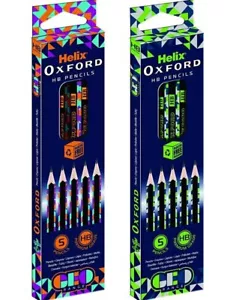 Helix HB Pencils Geo Assorted Colours 5pk Oxford - Picture 1 of 7