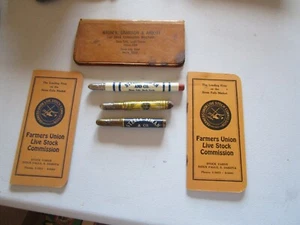 3 Sioux Falls South Dakota Stock Yards Bullet Pencils 3 Live Stock Comm. Memo Bk - Picture 1 of 19