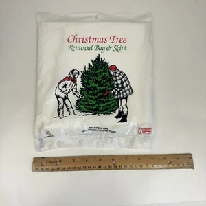 Vtg Christmas Tree Removal Bag and Skirt Prop Decor Retro Made in USA Bio Indust - Picture 1 of 11