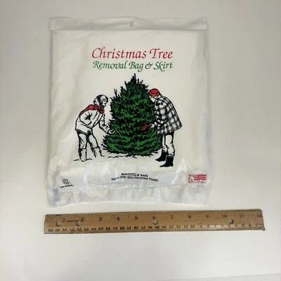 Vtg Christmas Tree Removal Bag and Skirt Prop Decor Retro Made in USA Bio Indust - Image 1 of 4