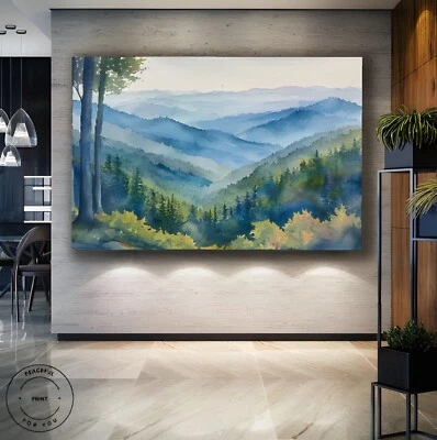 Акварельный плакат Blue Ridge Mountains картина Blue Ridge Parkway художественная печать 56 - Изображение 1 из 4