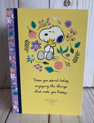 Snoopy Hugging Woodstock Hope You Spend Today Enjoying What Makes You Happy Card - Image 1 of 4