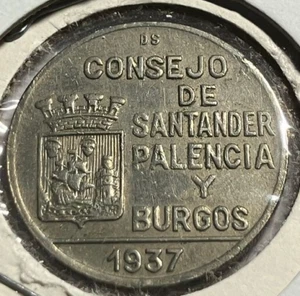 elf Spain Civil War Santander Palencia y Burgos 1 Peseta 1937 251 - Picture 1 of 2