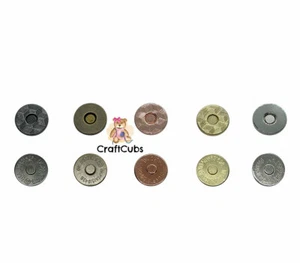 14 mm Magnetic Snap Metal Buttons in Black Gold Silver Bronze Rose Gold - Picture 1 of 1
