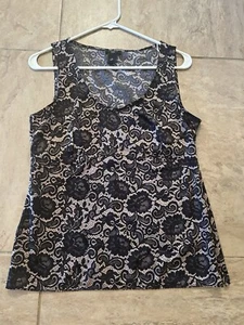 Ann Taylor Size 8P Black/Pink Blouse - Picture 1 of 4
