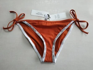 Calvin Klein String Side Tie Bikini CK Logo Tape | Women's L Ginger Biscuit - Picture 1 of 9