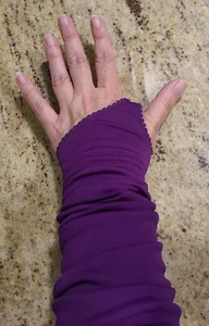 Guantes formales vintage talla L 7,5 rayón púrpura sin dedos 22" largo Van Raalte - Imagen 1 de 16