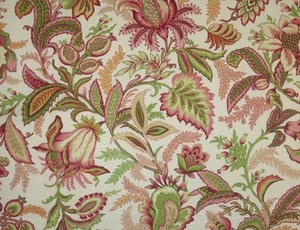 RICHLOOM WICKLOJS PASSION PINK JACOBEAN FLORAL VINE FABRIC BY THE YARD 54"W - Picture 1 of 5