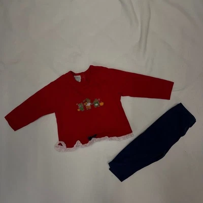 Conjunto Camisa Pantalones Carters Rojo Bordado Manzana Manga Larga 18-24 Meses De Colección Foto 1 de 4