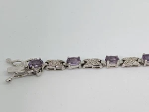 Amethyst Tennis Armband Sterlingsilber gestempelt 925, Ras - Bild 1 von 6