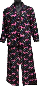 Victorias Secret After Party Pink Dachshund Flannel Pajama Set Small - Picture 1 of 7