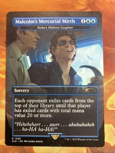 MTG Borderless Malcolm's Mercurial Mirth - Tasha's Hideous Laughter SLD Jurassic - Picture 1 of 2
