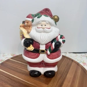1997 Jay Imports Babbo Natale in ceramica con canna di caramelle e sacchetto giocattolo barattolo biscotti Natale - Foto 1 di 14