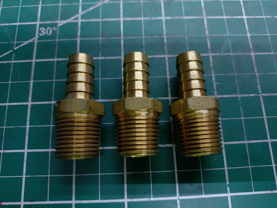 (3) 102-08-08 Brass Fitting 1/2" Hose Barb to Male 1/2 NPT - Image 1 of 1