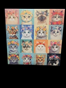 Bunte Katze Blumenkronen Puzzle 1000 Teile mit Poster Kätzchen Blumen Katzen - Bild 1 von 2