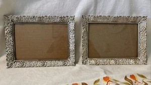 2 VTG Filigree Picture Frame Art Deco Floral Gold Metal 8x6 for 5x7" Lot - Picture 1 of 7