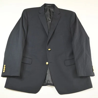 NEW Chaps Ralph Lauren 46R Navy Blue Wool Gold Button Blazer Jacket Sport Coat - Image 1 of 4