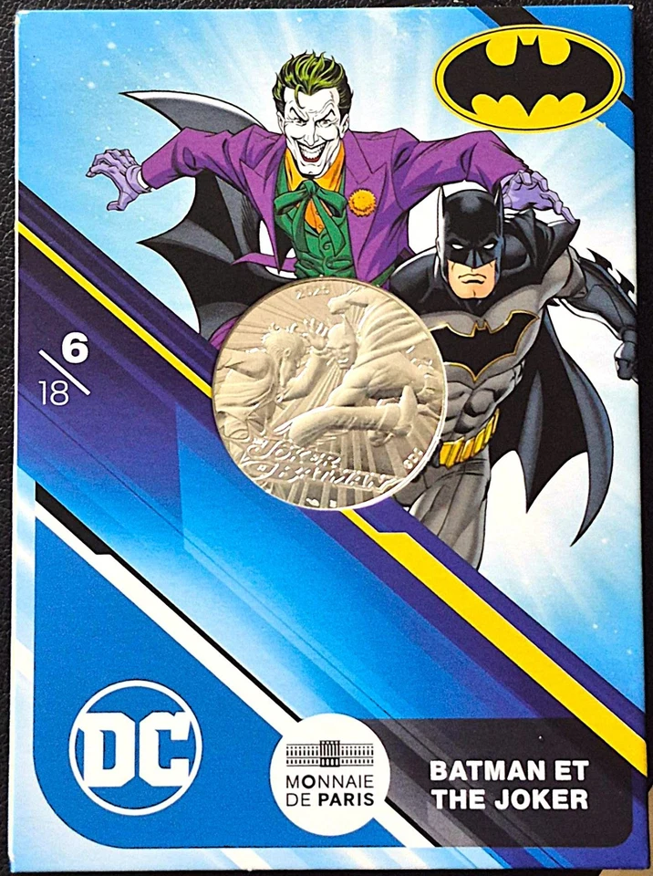 2025 FRANCIA 10 EUROS .999 PLATA DC COMICS "BATMAN ET THE JOKER" CON ENSAYO Foto 1 de 4