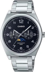 Casio MTP-M300D-1AV Analog Watch Moon Phase Black Dial Metal Band Men's Oversea - Picture 1 of 7