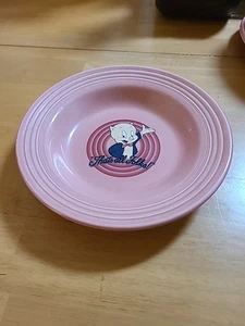 De colección Fiesta Looney Tunes Porky Pig Tazón Poco Profundo Rosa Homer Laughlin - Imagen 1 de 4