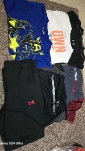 Under Armour Boys Lot of 6 Youth Large 3 T Shirts 2 Long Sleeves. 1 Pants - Picture 1 of 1