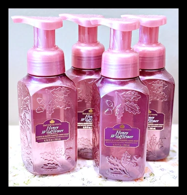 Jabón de manos espumoso suave limpio Bath & Body Works miel flor silvestre 8,75 oz x4 Foto 1 de 4