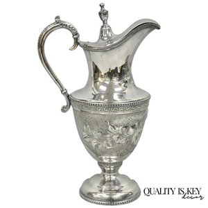 Antique English Victorian Silver Plated Floral Repousse Coffee Pot Teapot - Picture 1 of 12