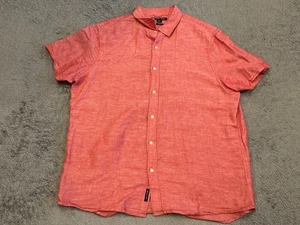 Michael Kors Linen Shirt Mens XL Faded Red Classic Fit Short Sleeve Button - Picture 1 of 5